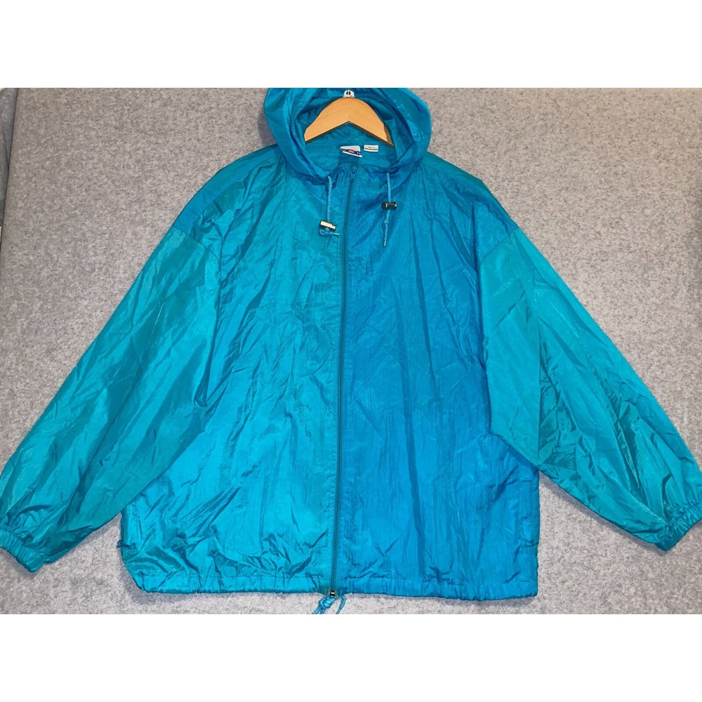 Vtg Pro Spirit Jacket Womens L Blue 100%‎ Nylon Packable Long Sleeve Full-Zip